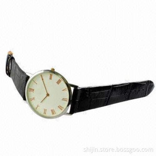 Ultrathin Roman numerals men's watch with Genuine leather band